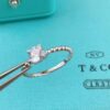 Most Classic Tiffany Sterling Silver Four Claws 925 Bead Ring Female Diamonds Jewellery Replica - Image 6