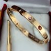 New Arrival Cartier Love Bracelet Pink Gold Colorful Diamonds B6036517 - Image 9