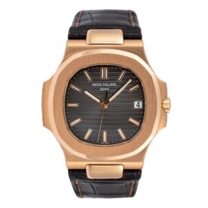 Nautilus 5711 3KF Rose Gold Grey Dial Brown Leather Strap 324 SC V2