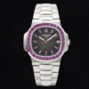 Nautilus 5711 GRF SS Black Dial Purple Diamond Bezel 324 SC