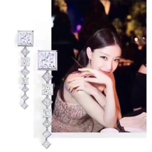 Phony Tiffany Square Crystals Drop Earrings Celebrity Engagement Gift Classy Women Price In Singapore