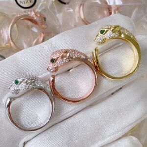 Replica Summer Fashion Panthere de Cartier Ring White Gold/Yellow Gold/Rose Gold Emeralds Onyx and Emeralds With Diamonds