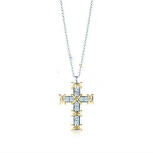 Replica Tiffany Schlumberger Ten Stone Cross Pendant Necklace Diamonds Best Gift Jewelry 23926261/23926296