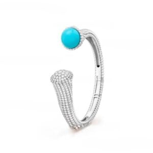 Replica Van Cleef Arpels Perlee Couleurs Bracelet White Gold with Diamond Turquoise
