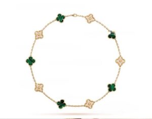 Replica Van Cleef Arpels Perlee Vintage Alhambra Necklace 10 Motifs With Diamonds