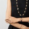Replica Van Cleef Arpels Vintage Alhambra Long Necklace 20 Motifs Yellow Gold Diamonds - Image 9