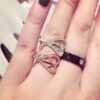 Tiffany Bow Ring Rose Gold & Silver Newest Design Diamonds Birthday Gift GRP08657/GRP08656 - Image 6
