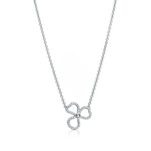 Tiffany & Co Elegant Style Paper Flowers Three Leaf Clover Open Flower Pendant Womens Diamonds Necklace