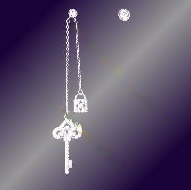 Tiffany Keys Enchant Tassel Asymmetrical Drop Earrings Copy Paved Crystals Key & Lock Pendant Lady Australia - Image 5