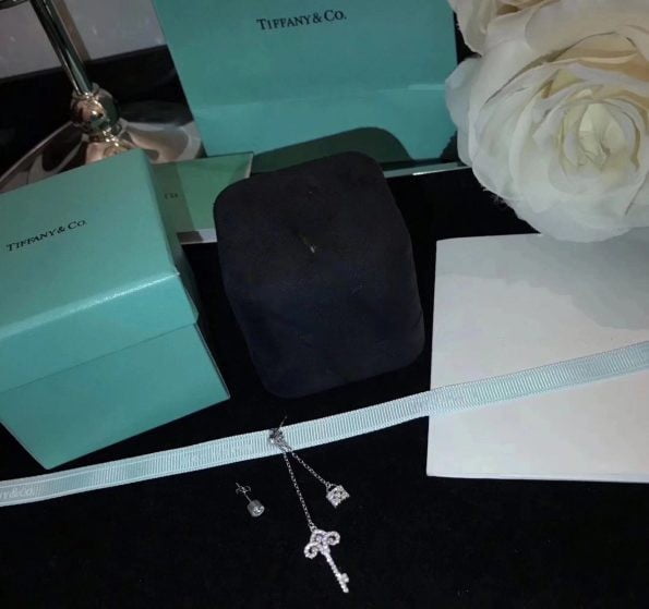 Tiffany Keys Enchant Tassel Asymmetrical Drop Earrings Copy Paved Crystals Key & Lock Pendant Lady Australia - Image 4