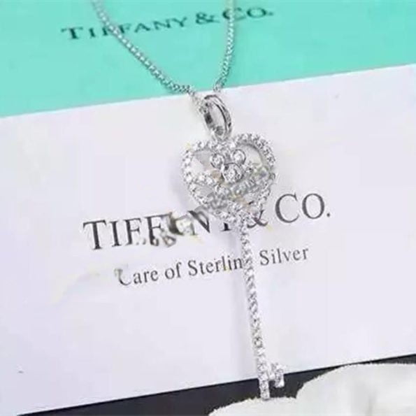 Tiffany Keys Ornate Heart Key Pendant Necklace Sterling Silver Wholesale Women's Day - Image 3