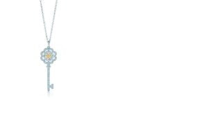 Tiffany Keys Rose Key Pendant Necklace Diamonds Sterling Silver Girls LA Sale GRP07683