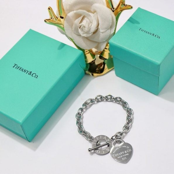 Tiffany Return To Classic New York Heart Pendant Thick Link Bracelet Silver/Yellow Gold/Rose Gold For Ladies - Image 4