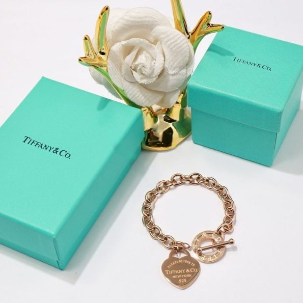 Tiffany Return To Classic New York Heart Pendant Thick Link Bracelet Silver/Yellow Gold/Rose Gold For Ladies - Image 3