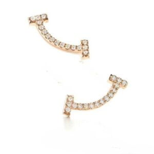 Tiffany T Smile Earrings Crystals Silver Pink/Yellow Gold Celebrities 2018 Street Fashion Women Sale