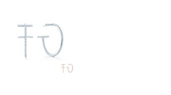 Tiffany T Wire Hoop Earrings Replica Sterling Silver Diamonds Friends Gifts Jewelry - Image 2