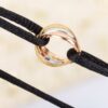 Unique Style Cartier Trinity Black Rope Bracelet White Gold/Yellow God/Rose Gold B6016700 Fake - Image 5