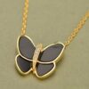 Van Cleef & Arpels Flying Butterfly Pendant Necklace Yellow Gold With Black Onyx Diamonds - Image 4