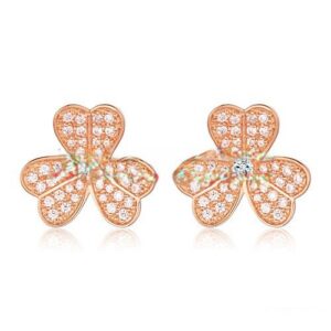 Van Cleef & Arpels Frivole Earrings Pink Gold With Pave Diamond