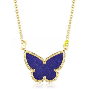 Van Cleef Arpels Lucky Alhambra Butterfly Pendant Yellow Gold With Lapis Stone Mother Of Pearl