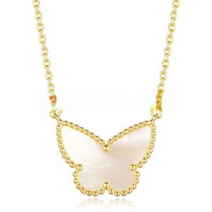 Van Cleef Arpels Lucky Alhambra Butterfly Pendant Yellow Gold With White Mother Of Pearl
