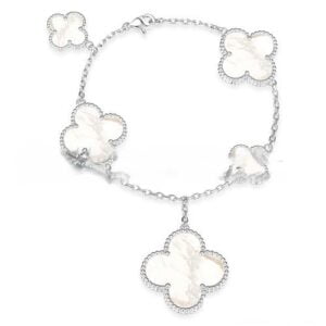 Van Cleef & Arpels Magic Alhambra Bracelet 5 Motifs White Gold With White Mother Of Pearl