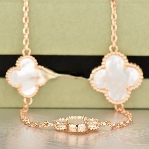 Van Cleef & Arpels Magic Alhambra Necklace Pink Gold 16 Motifs With White Mother Of Pearl - Image 4