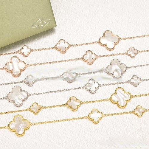 Van Cleef & Arpels Magic Alhambra Necklace Pink Gold 16 Motifs With White Mother Of Pearl - Image 5