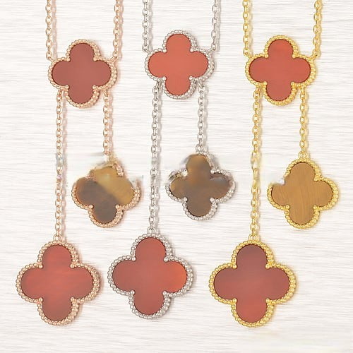 Van Cleef & Arpels Magic Alhambra Necklace Pink Gold 6 Motifs With Tiger’s Eye Onyx Mother Of Pearl - Image 2