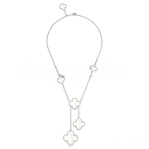 Van Cleef & Arpels Magic Alhambra Necklace White Gold 6 Motifs With White Mother Of Pearl - Image 2