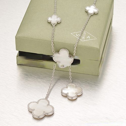 Van Cleef & Arpels Magic Alhambra Necklace White Gold 6 Motifs With White Mother Of Pearl - Image 3