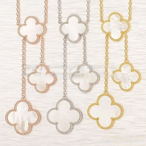 Van Cleef & Arpels Magic Alhambra Necklace White Gold 6 Motifs With White Mother Of Pearl - Image 5
