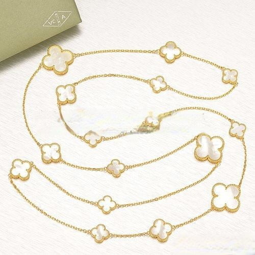 Van Cleef & Arpels Magic Alhambra Necklace Yellow Gold 16 Motifs With White Mother Of Pearl - Image 3
