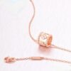 Van Cleef Arpels Perlee Clover Pendant Necklace Pink Gold with Diamonds - Image 3
