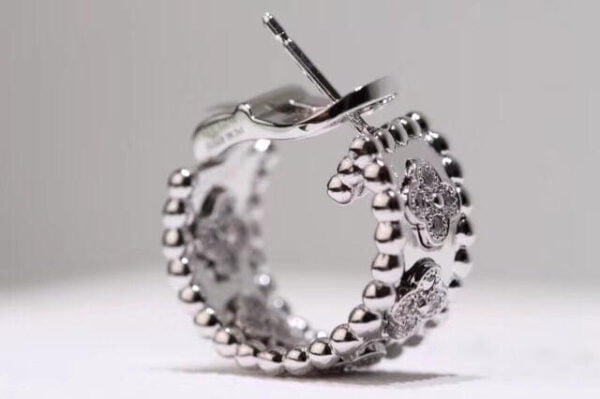 Van Cleef & Arpels Perlee Clovers Hoop Earrings White Gold Diamond - Image 7