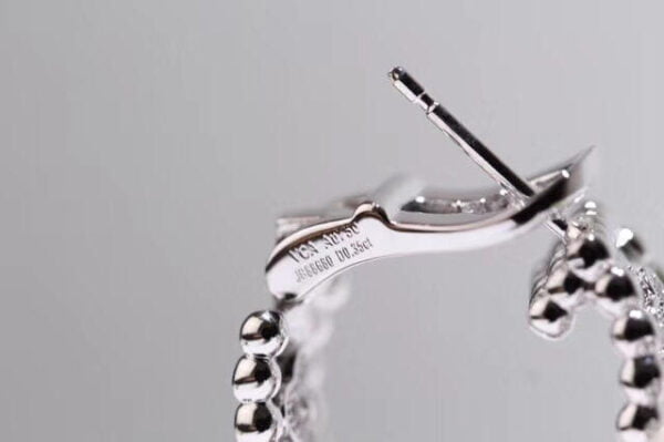 Van Cleef & Arpels Perlee Clovers Hoop Earrings White Gold Diamond - Image 9
