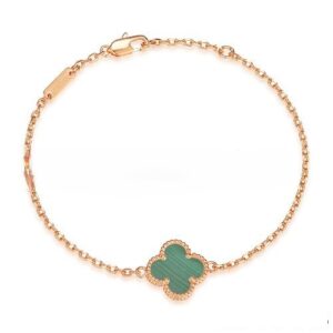 Van Cleef & Arpels Sweet Alhambra Bracelet Pink Gold With Malachite Mother Of Pearl
