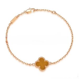 Van Cleef & Arpels Sweet Alhambra Bracelet Pink Gold With Tiger’s Eye Mother Of Pearl