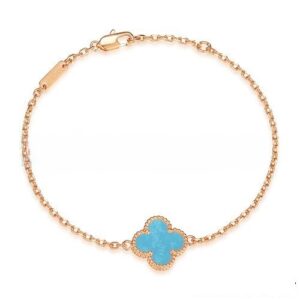 Van Cleef & Arpels Sweet Alhambra Bracelet Pink Gold With Turquoise Mother Of Pearl