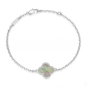 Van Cleef & Arpels Sweet Alhambra Bracelet White Gold With Gray Mother Of Pearl