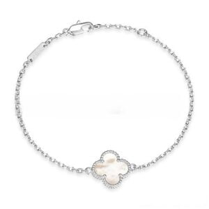 Van Cleef & Arpels Sweet Alhambra Bracelet White Gold With White Mother Of Pearl