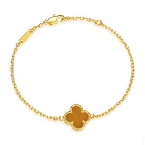 Van Cleef & Arpels Sweet Alhambra Bracelet Yellow Gold With Tiger’s Eye Mother Of Pearl