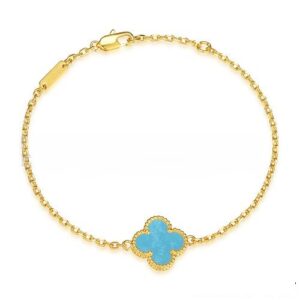 Van Cleef & Arpels Sweet Alhambra Bracelet Yellow Gold With Turquoise Mother Of Pearl