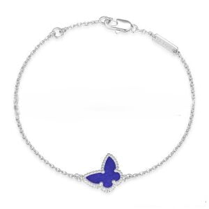Van Cleef & Arpels Sweet Alhambra Butterfly Bracelet White Gold With Lapis Stone Mother Of Pearl