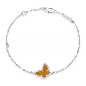 Van Cleef & Arpels Sweet Alhambra Butterfly Bracelet White Gold With Tiger’s Eye Mother Of Pearl