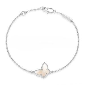 Van Cleef & Arpels Sweet Alhambra Butterfly Bracelet White Gold With White Mother Of Pearl