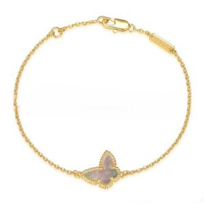 Van Cleef & Arpels Sweet Alhambra Butterfly Bracelet Yellow Gold With Gray Mother Of Pearl