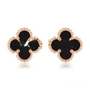Van Cleef & Arpels Sweet Alhambra Earrings Pink Gold With Black Onyx Mother Of Pearl