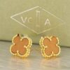 Van Cleef & Arpels Sweet Alhambra Earrings Yellow Gold With Tiger’s Eye Mother Of Pearl - Image 3