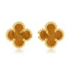 Van Cleef & Arpels Sweet Alhambra Earrings Yellow Gold With Tiger’s Eye Mother Of Pearl - Image 2